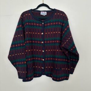 Vintage Style Tally Ho Women's Cardigan - Red, Green, Blue